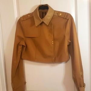 Jordan Louis Cropped Leather Trim Jacket Size S P